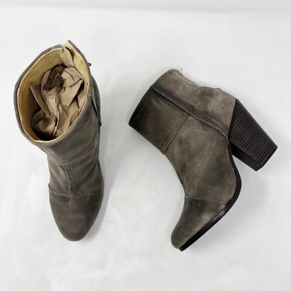 [Rag & Bone] Distressed Brown Newbury Leather Chunky Heel Ankle Boots Sz US 9.5 - Picture 7 of 12